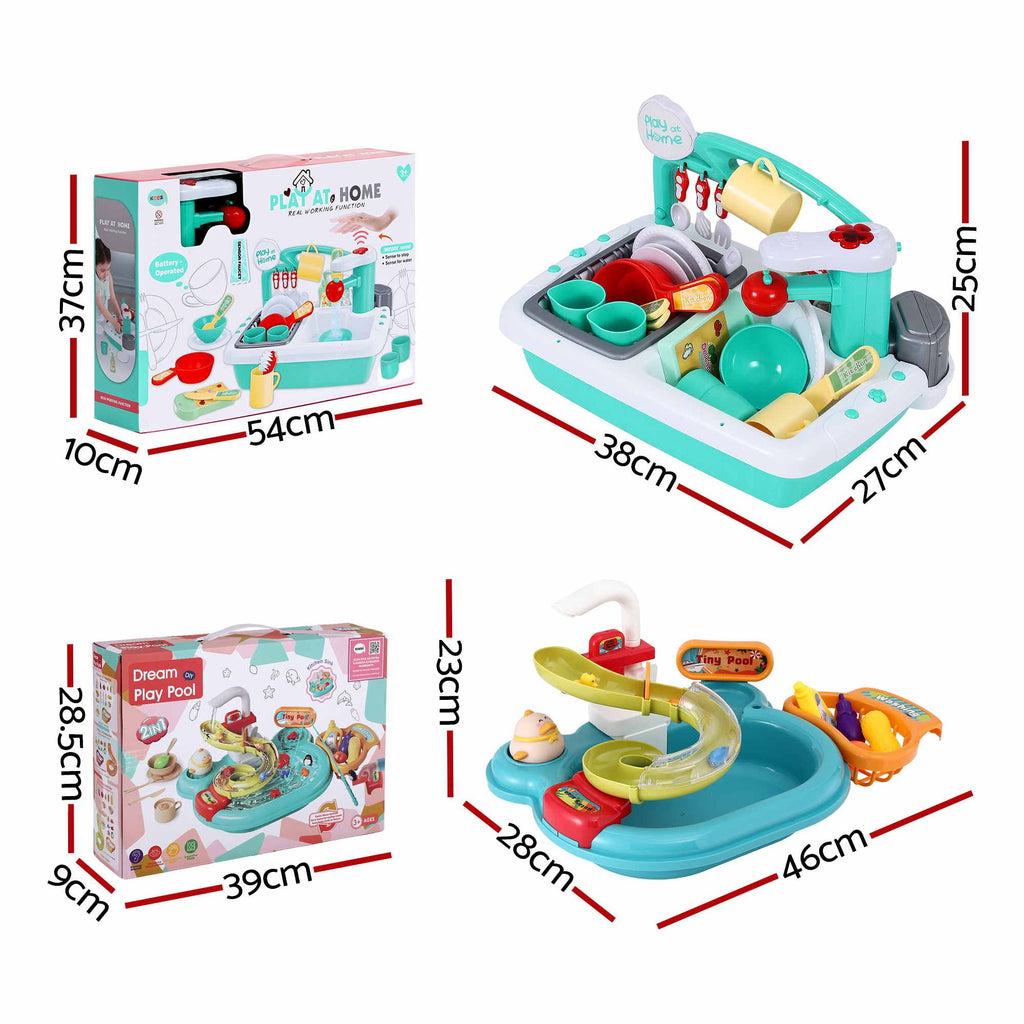 Keezi Kids Pretend Kitchen Sink and Water Playset Fishing Game Toys