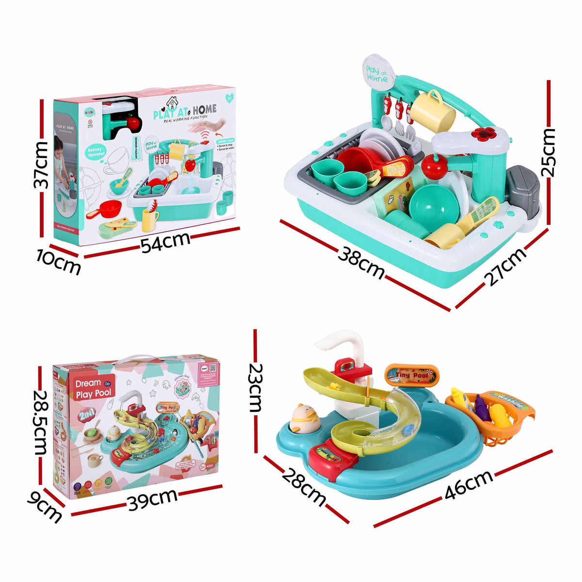 Keezi Kids Pretend Kitchen Sink and Water Playset Fishing Game Toys
