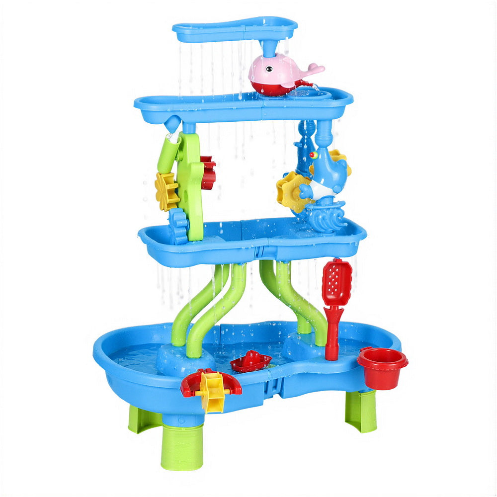 Keezi Kids Sand and Water Table 4-Tier Waterfall Sandpit Toys Beach