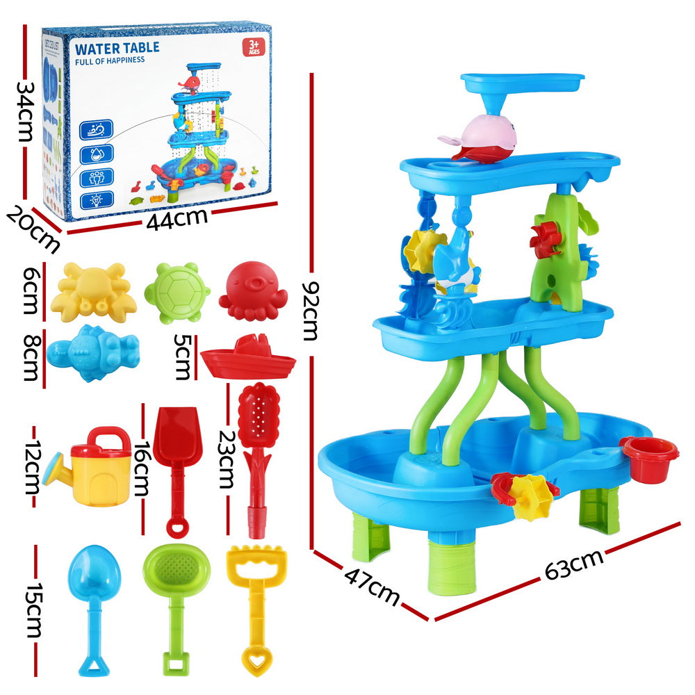 Keezi Kids Sand and Water Table 4-Tier Waterfall Sandpit Toys Beach