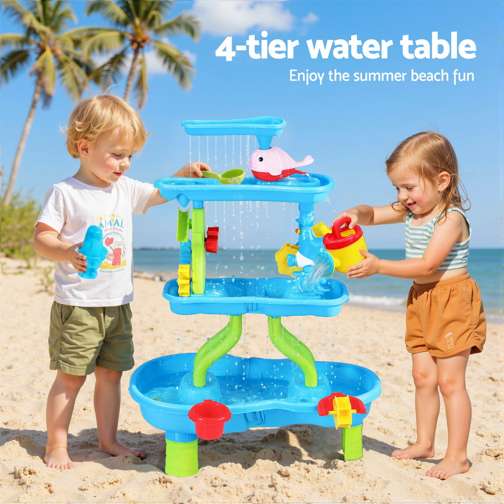 Keezi Kids Sand and Water Table 4-Tier Waterfall Sandpit Toys Beach