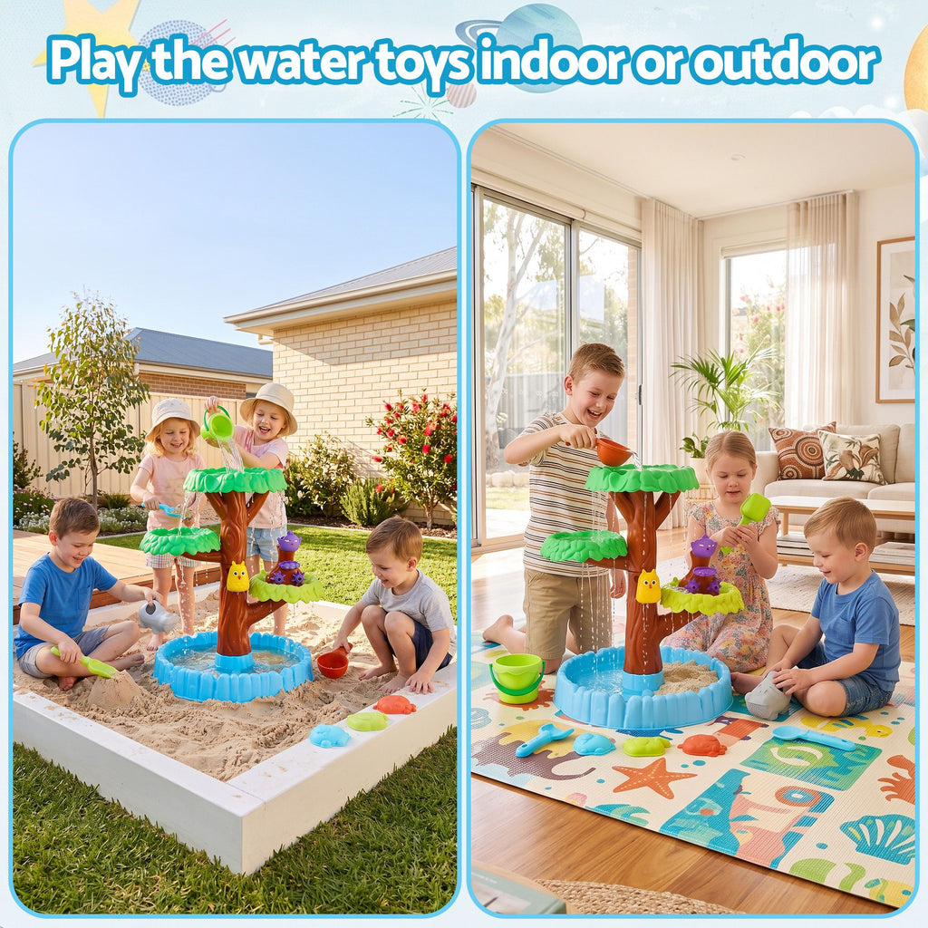 Keezi 62cm Tree Water Table Kids Sandpit Toys Set with Shovels Molds