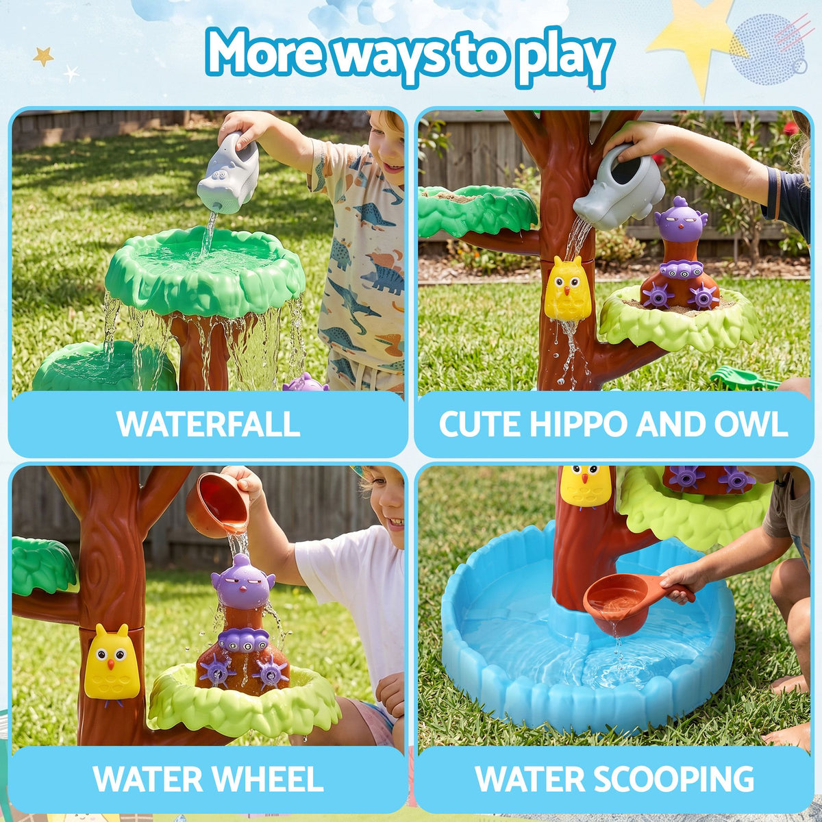 Keezi 62cm Tree Water Table Kids Sandpit Toys Set with Shovels Molds