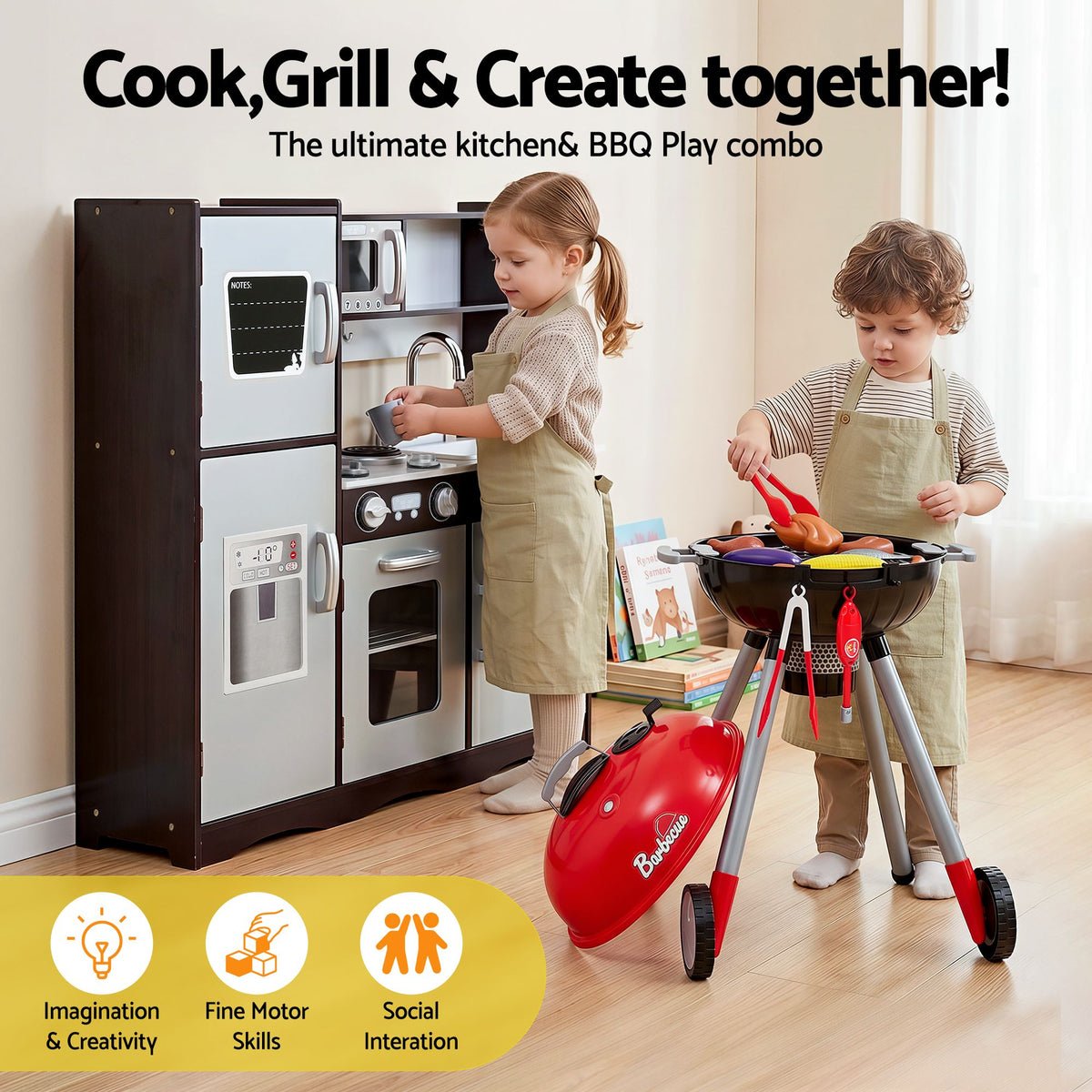 Keezi Kids Kitchen Playset BBQ Grill Toy