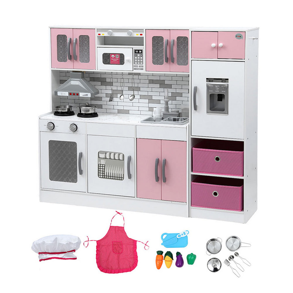 Keezi 2 Piece Wooden Kitchen Playset with Coffee Maker, showing what is included
