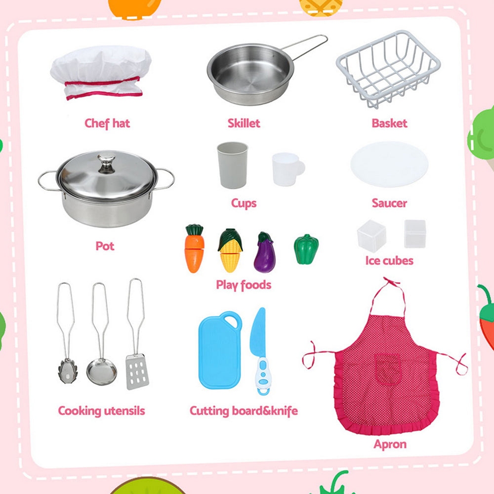 Keezi 2 Piece Wooden Kitchen Playset with Coffee Maker, showing what is included, photo 5 of 6
