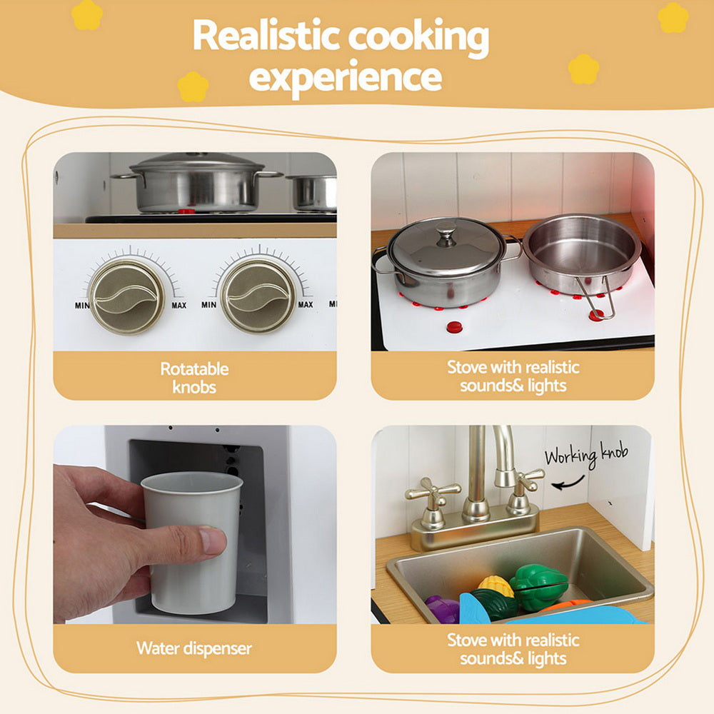 Keezi Kids Kitchen Play Set Wooden Pretend Toys Cooking Children