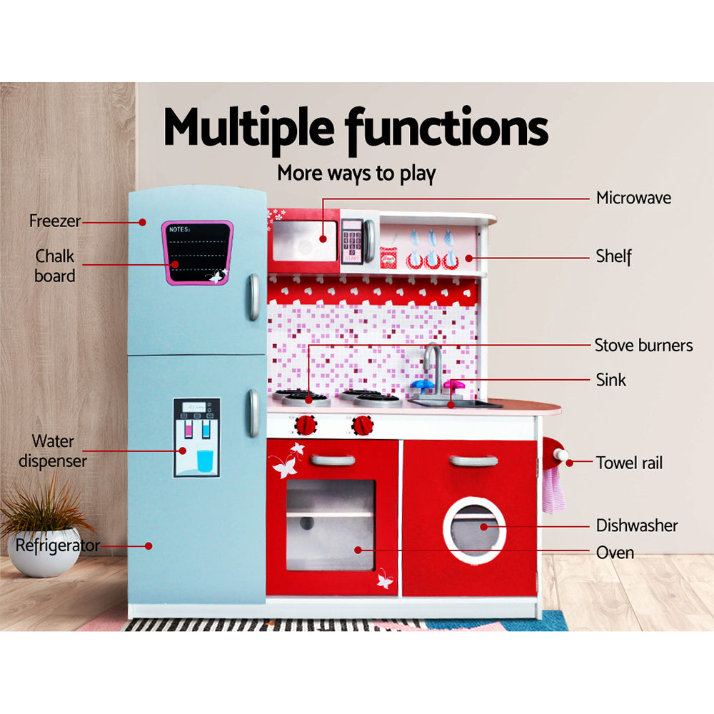 Keezi Kids Kitchen Play Set Wooden Pretend Toys Cooking Children