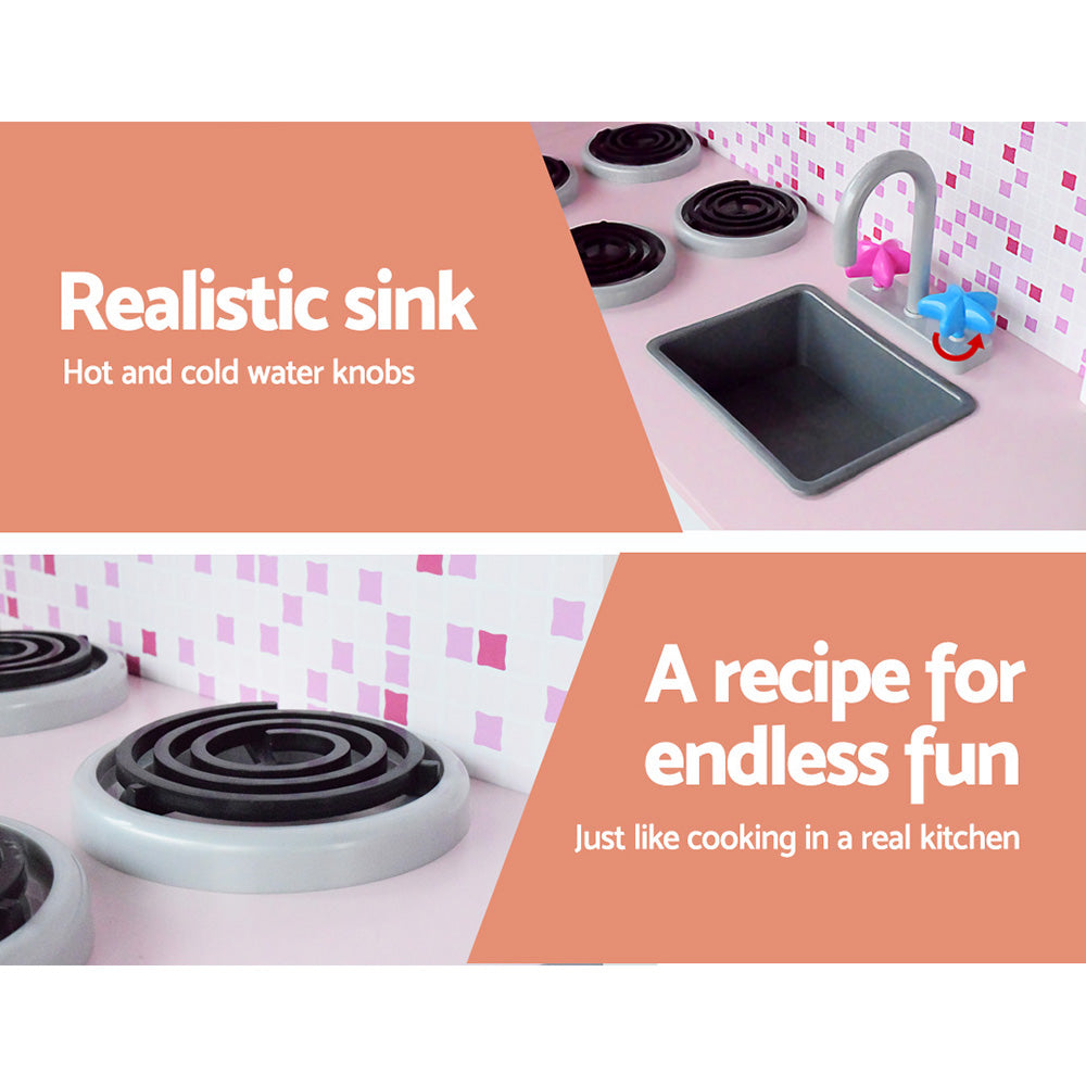 Keezi Kids Kitchen Play Set Wooden Pretend Toys Cooking Children