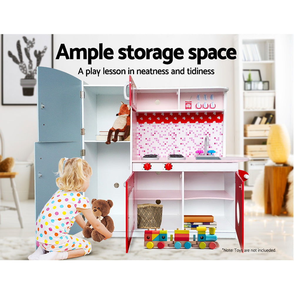 Keezi Kids Kitchen Play Set Wooden Pretend Toys Cooking Children