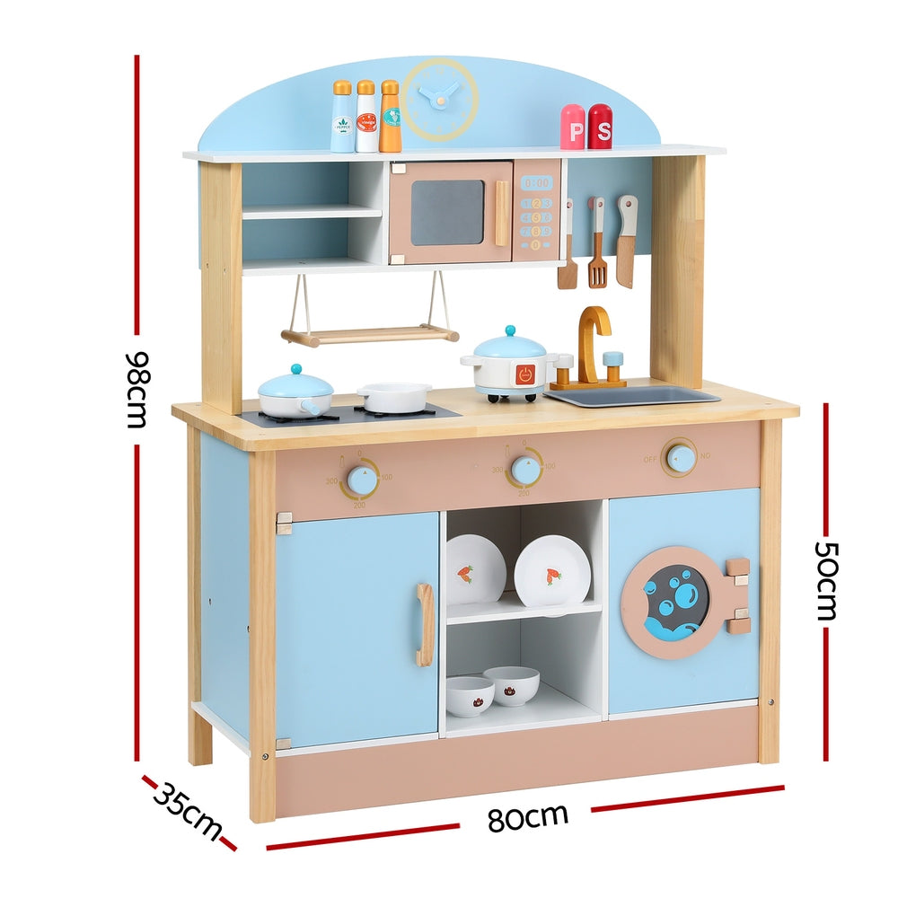 Keezi Kids Wooden Pretend Kitchen Play Sets Cooking Toys Pot Pan