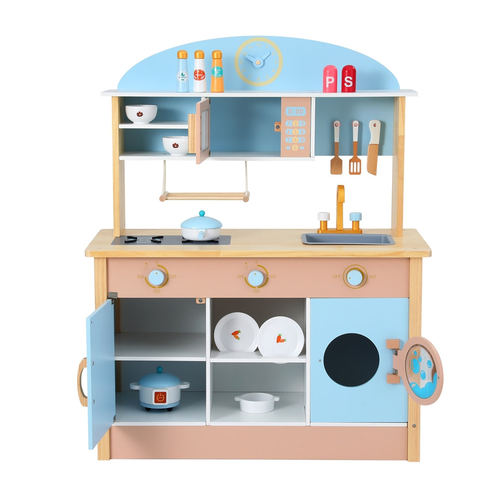 Keezi Kids Wooden Pretend Kitchen Play Sets Cooking Toys Pot Pan