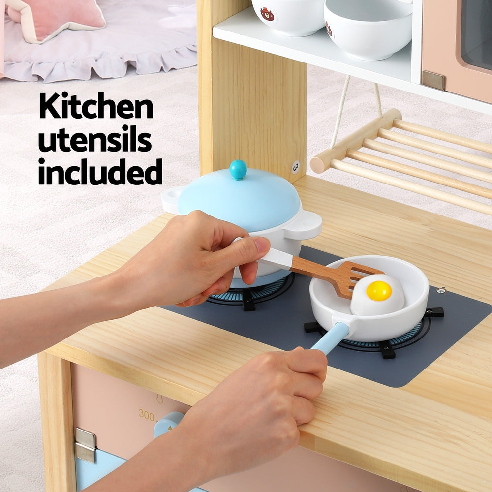 Keezi Kids Wooden Pretend Kitchen Play Sets Cooking Toys Pot Pan