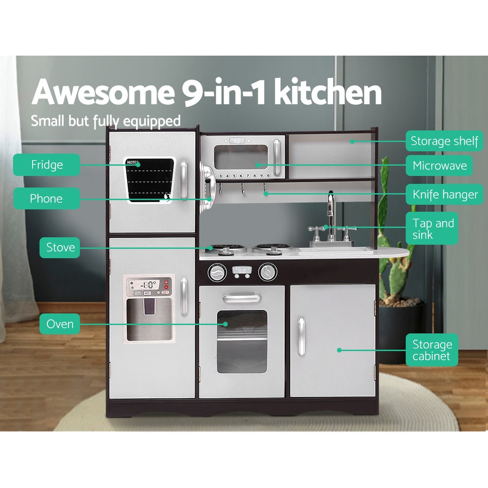 Keezi Kids Kitchen Play Set Wooden Pretend Toys Cooking Children
