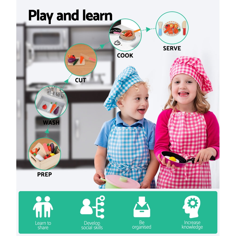 Keezi Kids Kitchen Play Set Wooden Pretend Toys Cooking Children