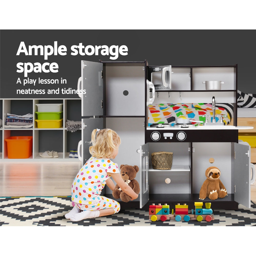 Keezi Kids Kitchen Play Set Wooden Pretend Toys Cooking Children