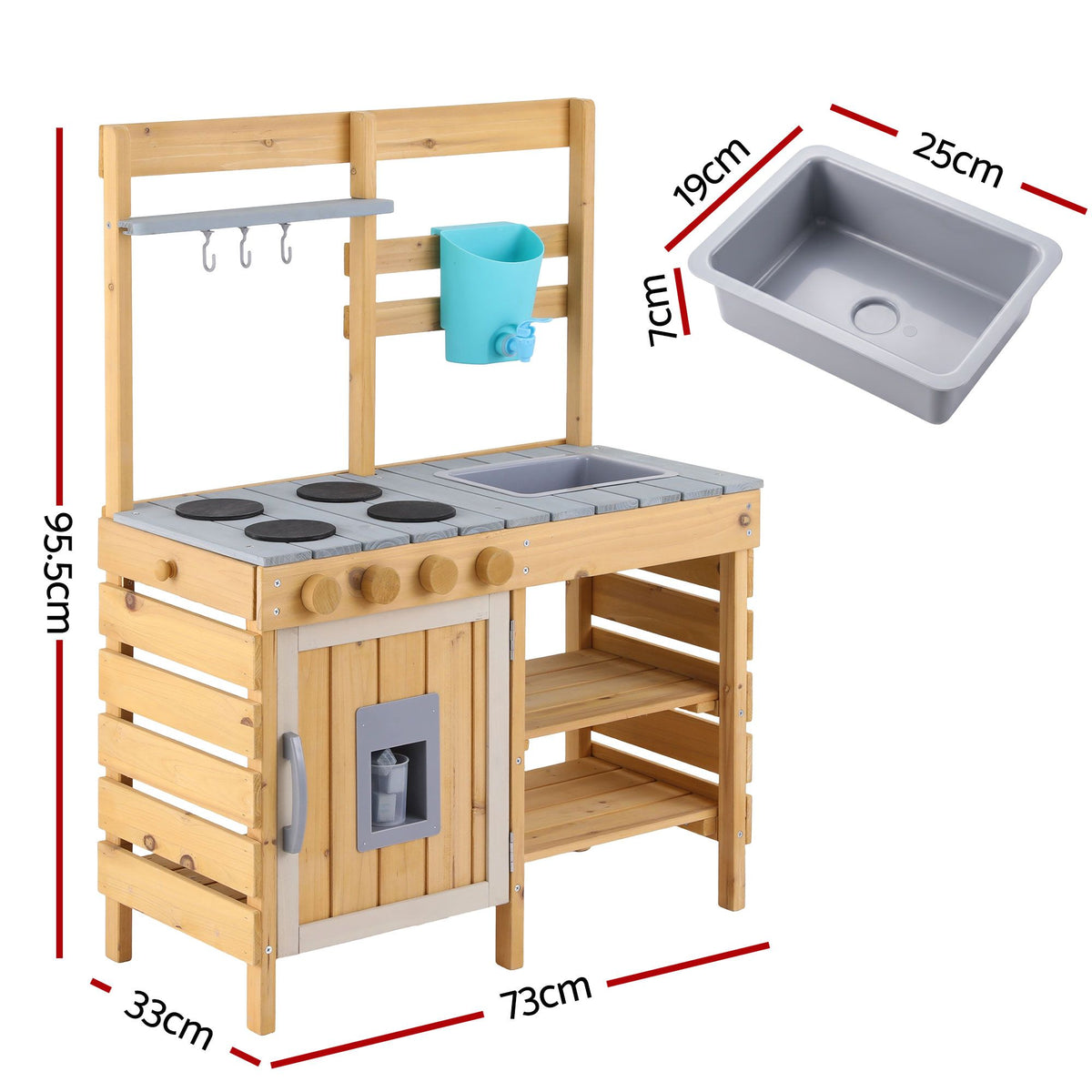 Keezi Kids Kitchen Playset Wooden Play Kitchen Mud Kitchen Toy
