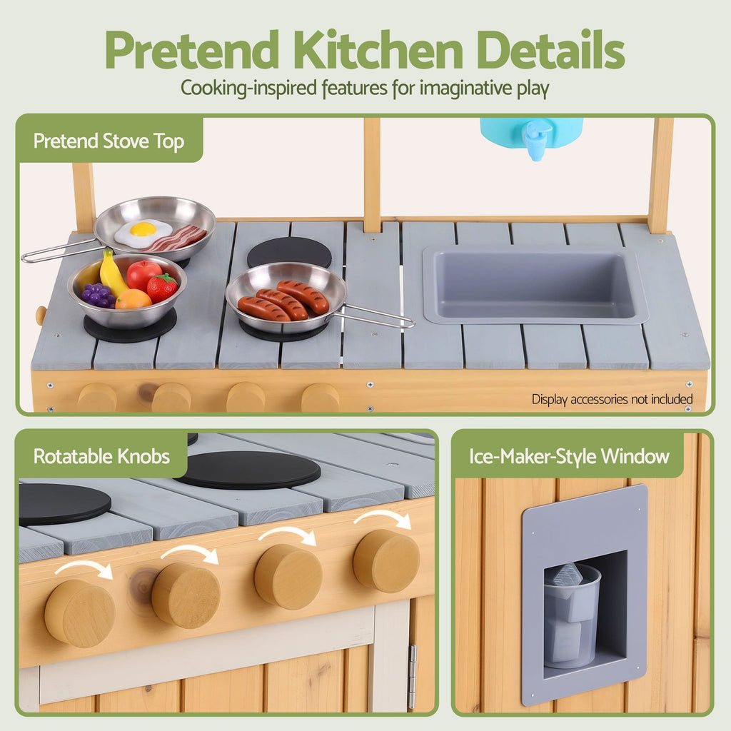 Keezi Kids Kitchen Playset Wooden Play Kitchen Mud Kitchen Toy
