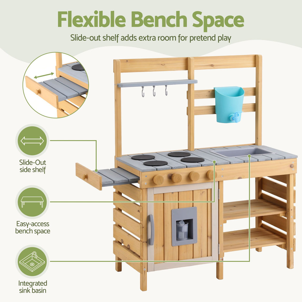 Keezi Kids Kitchen Playset Wooden Play Kitchen Mud Kitchen Toy