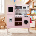 Keezi 102cm Wooden Pretend Kitchen Playset With Apron And Food Set1