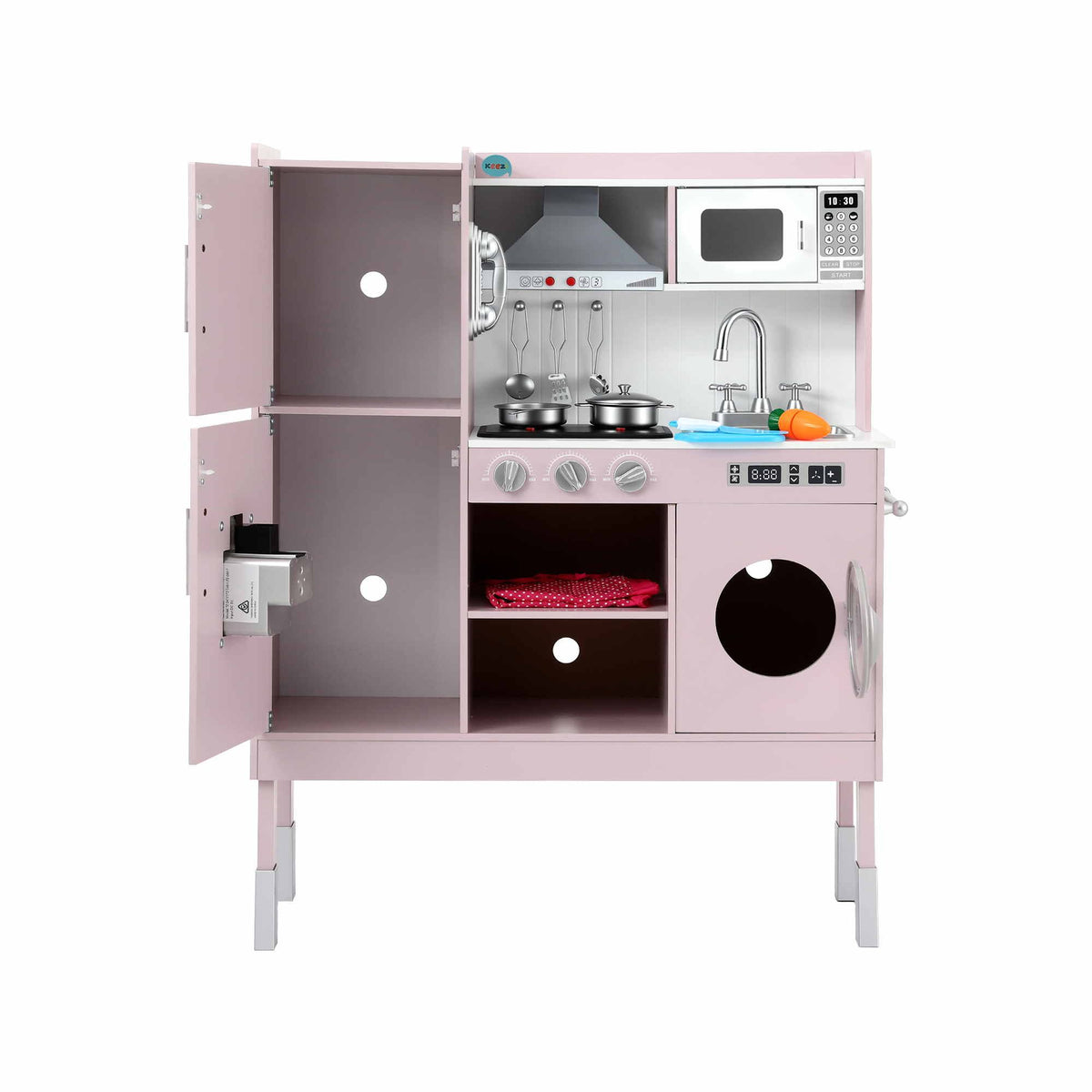 Keezi 102cm Wooden Pretend Kitchen Playset With Apron And Food Set1