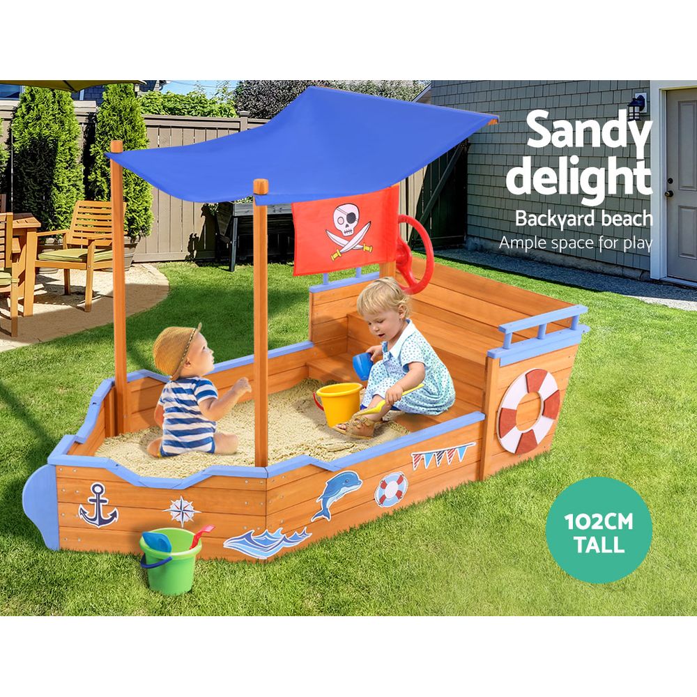 Keezi Kids Sandpit Wooden Boat Sand Pit