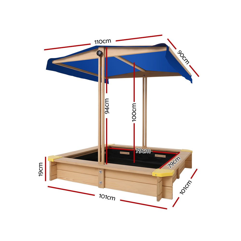 Keezi Kids Sandpit Wooden Sandbox Sand Pit