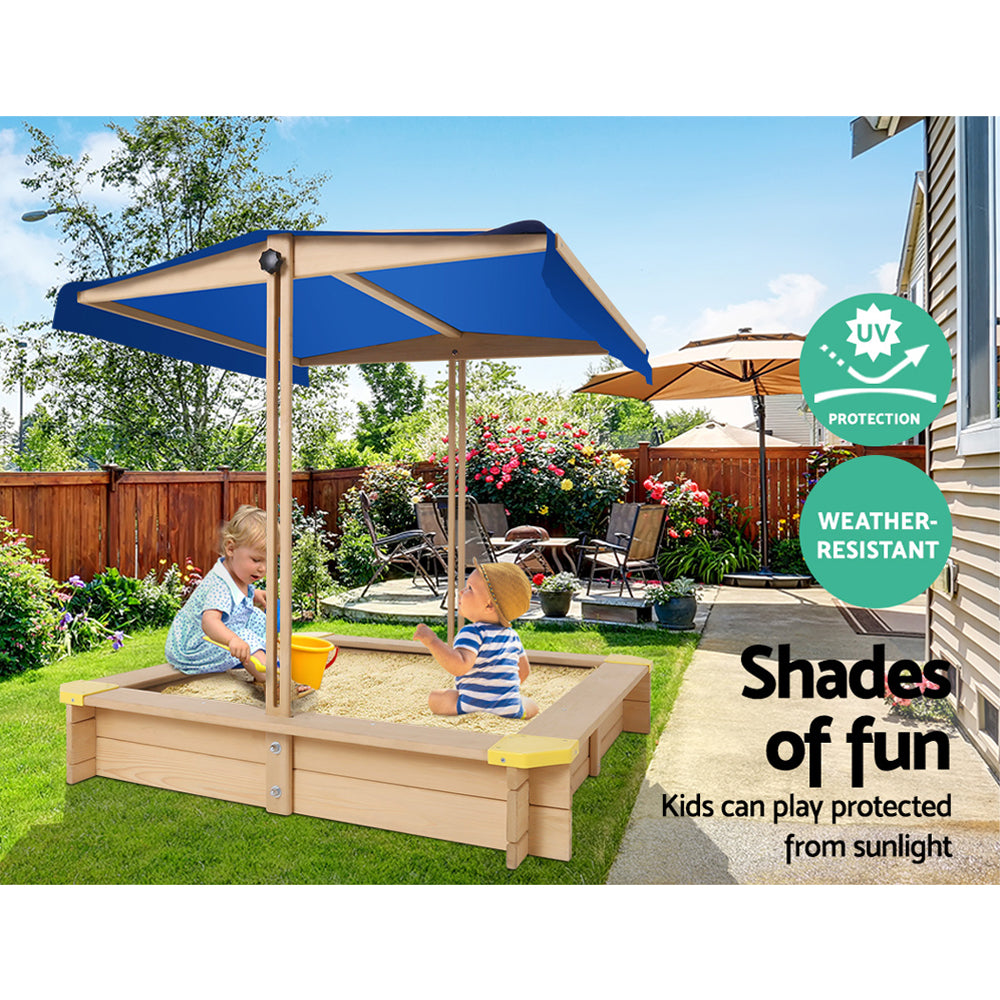 Keezi Kids Sandpit Wooden Sandbox Sand Pit