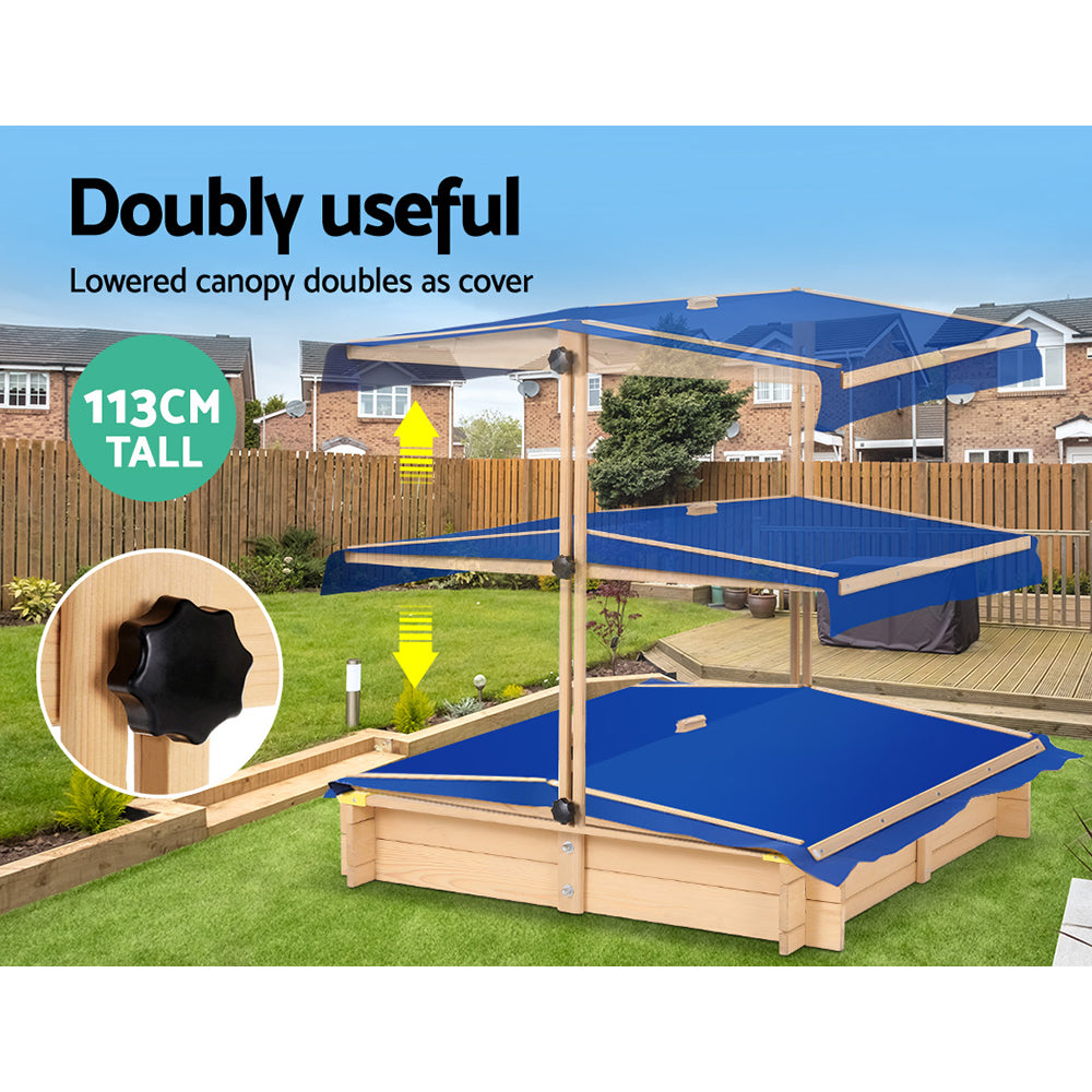 Keezi Kids Sandpit Wooden Sandbox Sand Pit