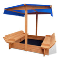 Keezi Kids Sandpit Wooden Sandbox Sand Pit