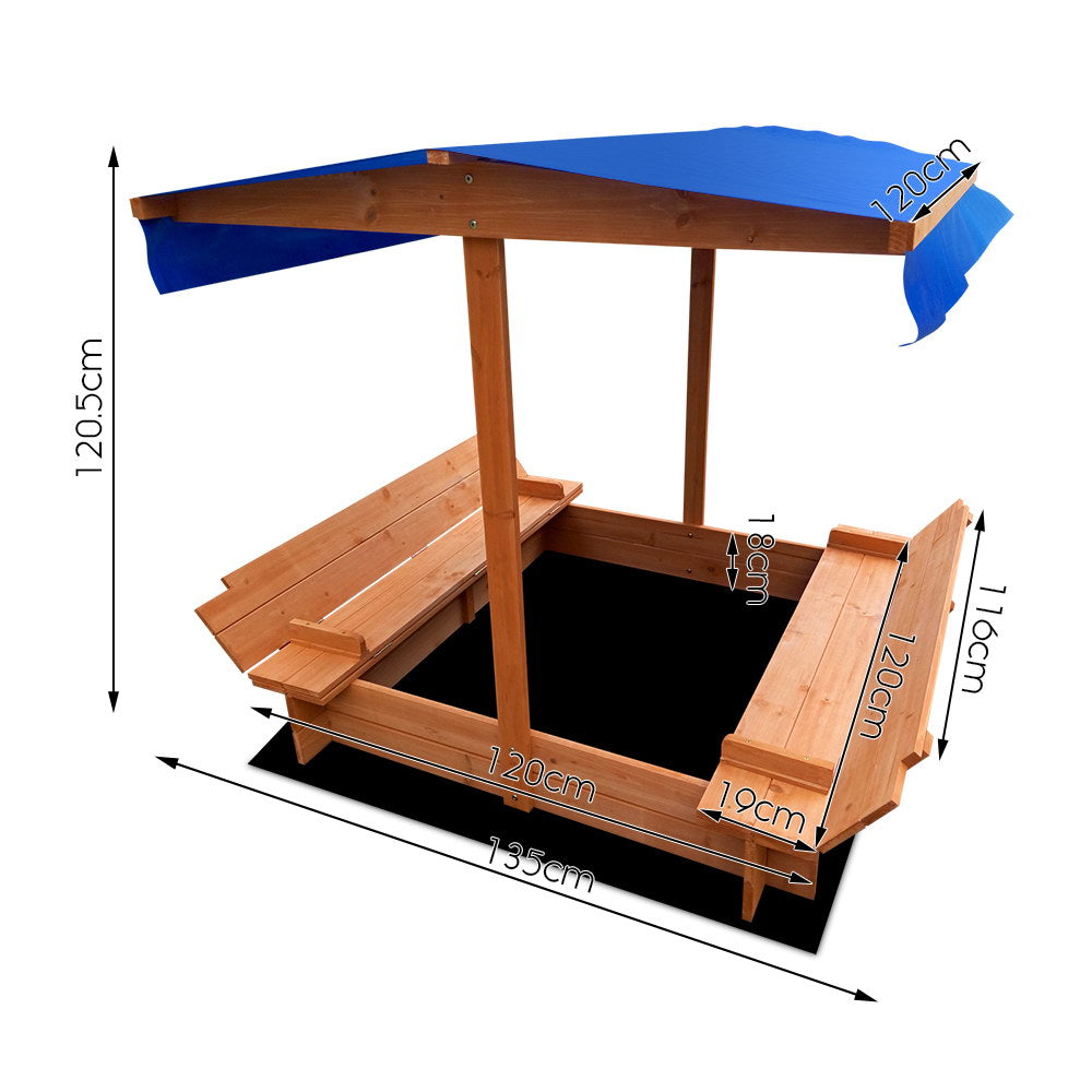 Keezi Kids Sandpit Wooden Sandbox Sand Pit