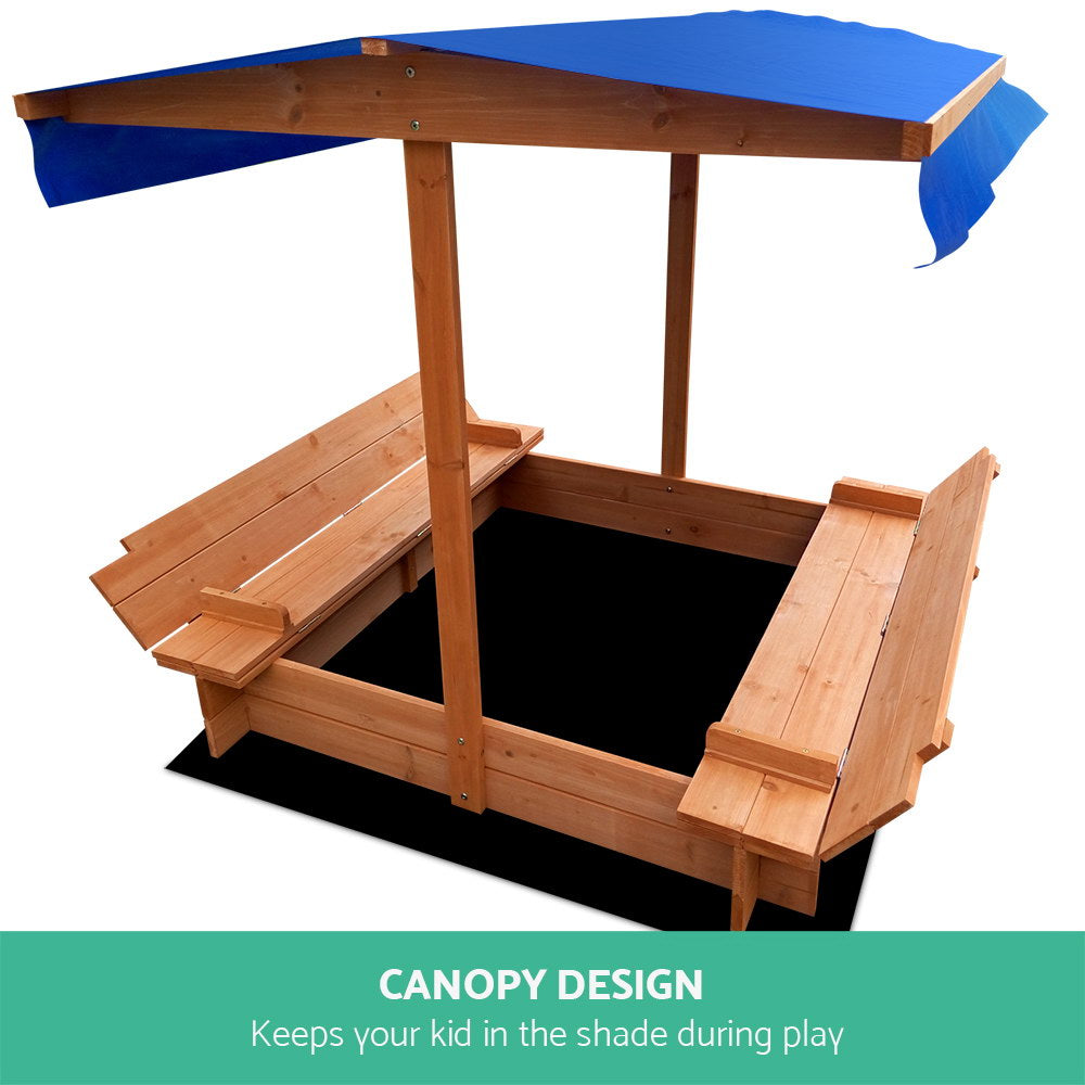 Keezi Kids Sandpit Wooden Sandbox Sand Pit