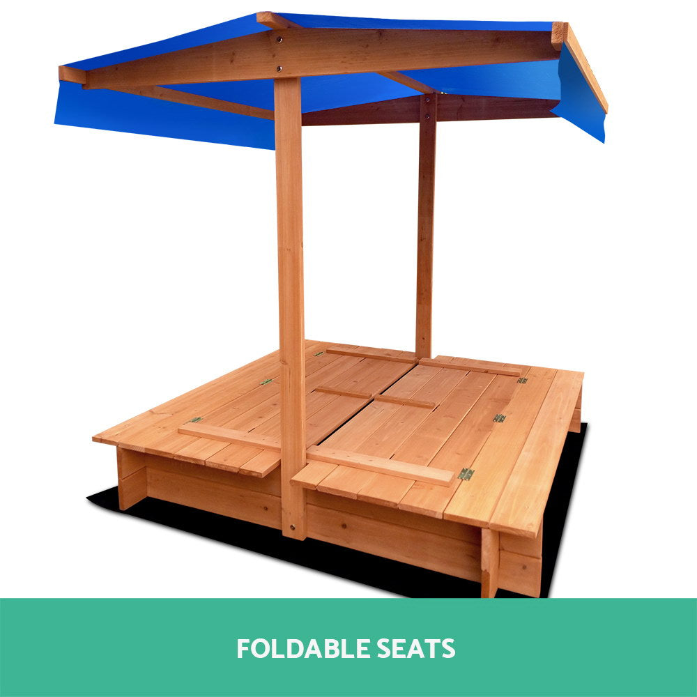 Keezi Kids Sandpit Wooden Sandbox Sand Pit