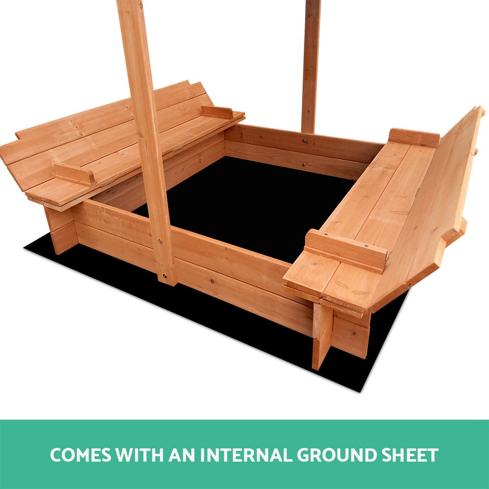 Keezi Kids Sandpit Wooden Sandbox Sand Pit