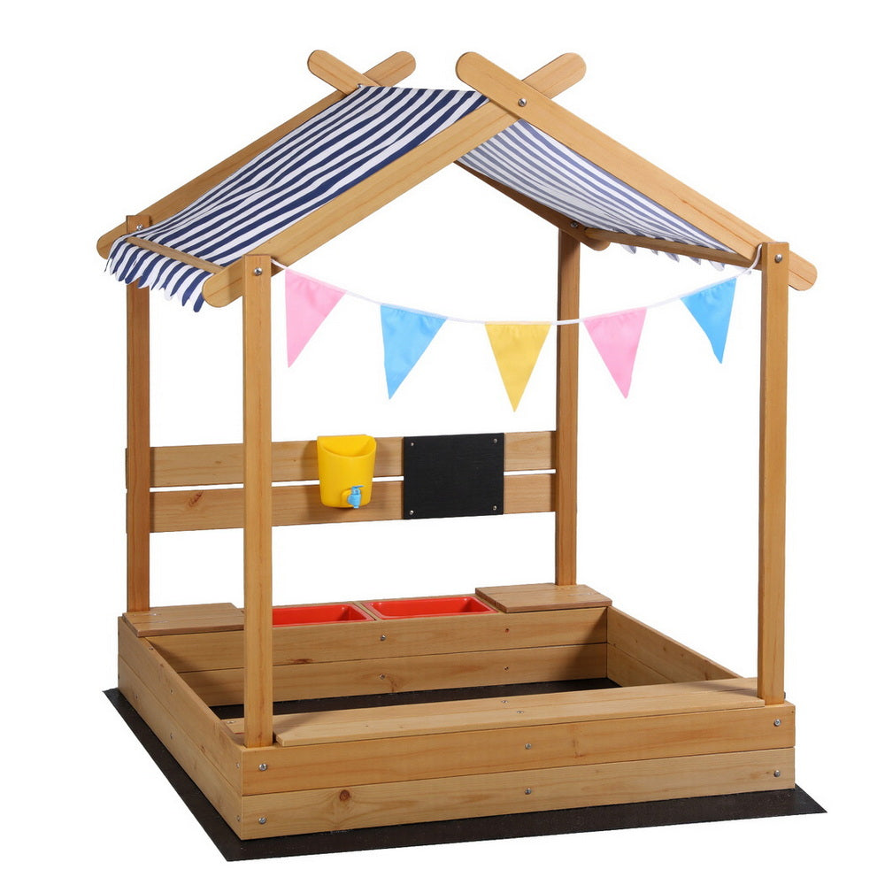 Keezi Kids Sandpit Wooden Sandbox Sand Pit
