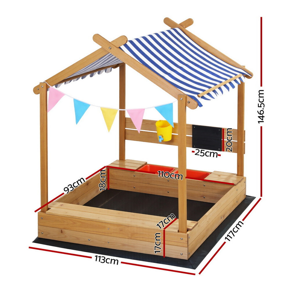 Keezi Kids Sandpit Wooden Sandbox Sand Pit