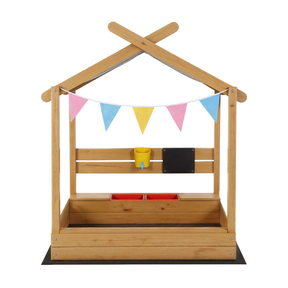 Keezi Kids Sandpit Wooden Sandbox Sand Pit