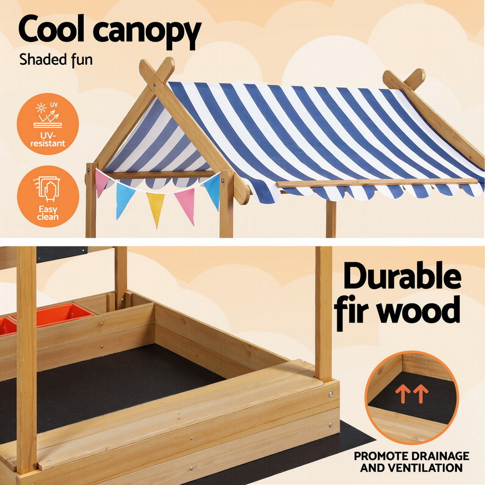 Keezi Kids Sandpit Wooden Sandbox Sand Pit