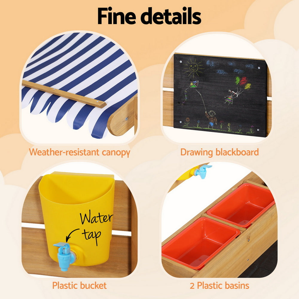 Keezi Kids Sandpit Wooden Sandbox Sand Pit