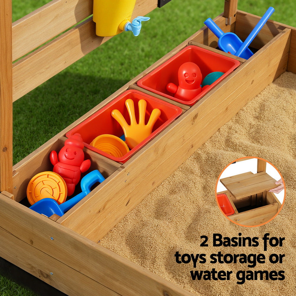 Keezi Kids Sandpit Wooden Sandbox Sand Pit