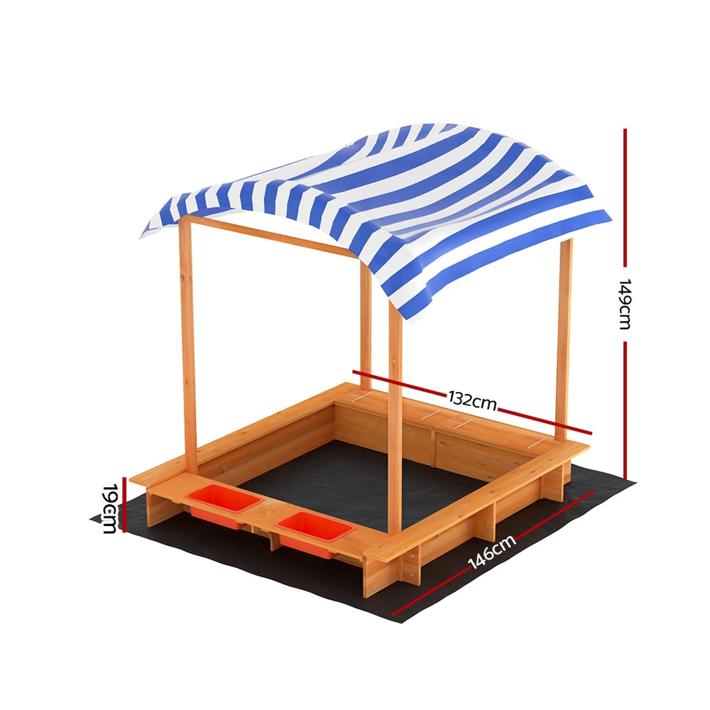 Keezi Kids Sandpit Wooden Sandbox Sand Pit