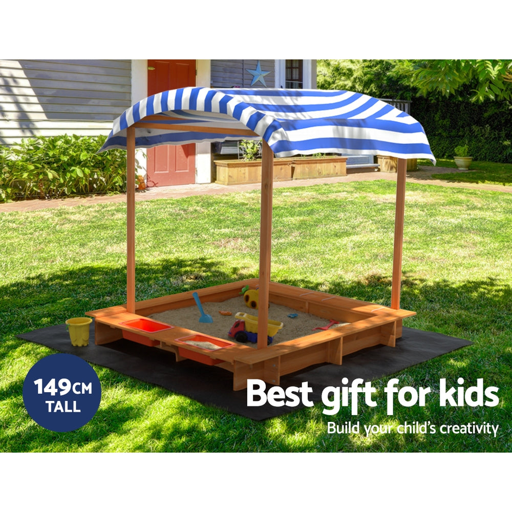 Keezi Kids Sandpit Wooden Sandbox Sand Pit