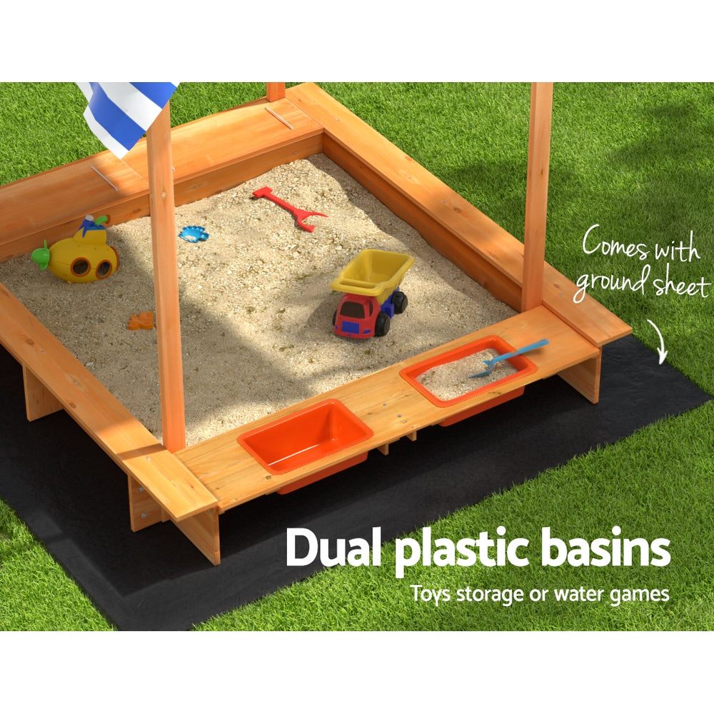 Keezi Kids Sandpit Wooden Sandbox Sand Pit