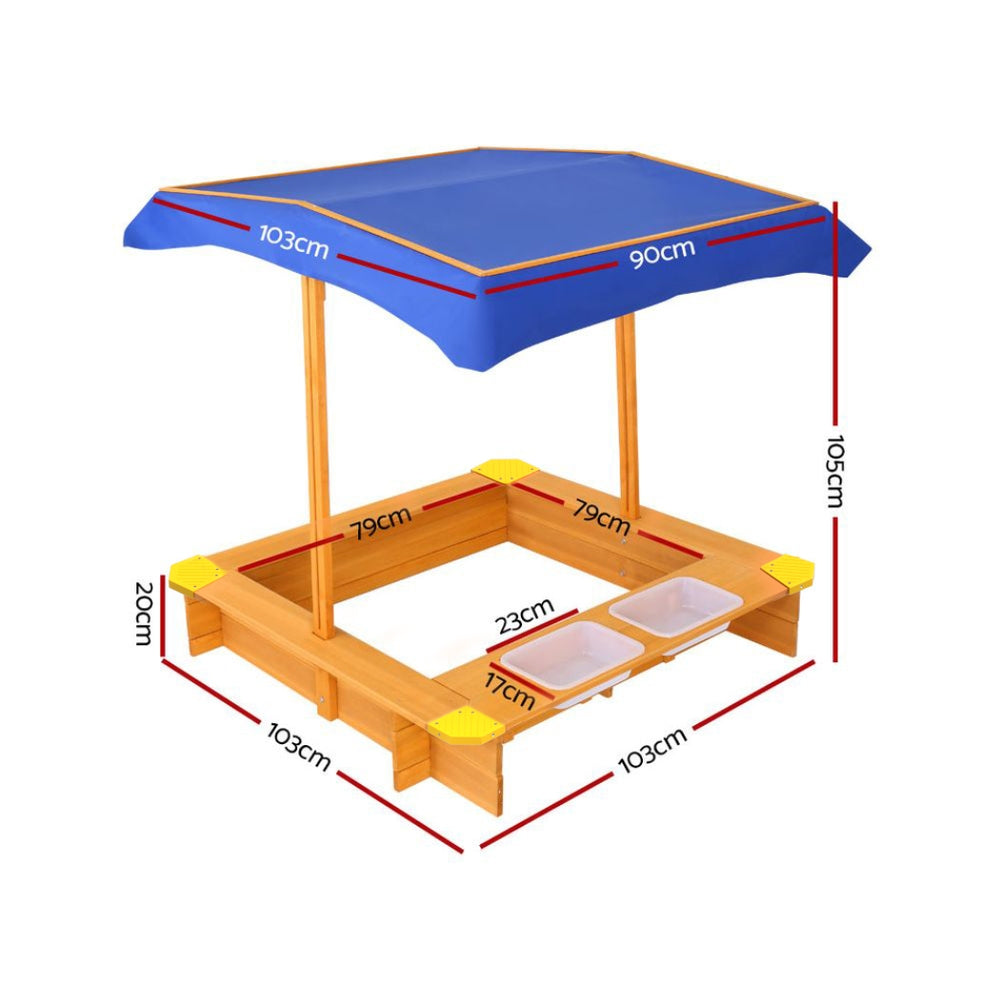Keezi Kids Sandpit Wooden Sandbox Sand Pit