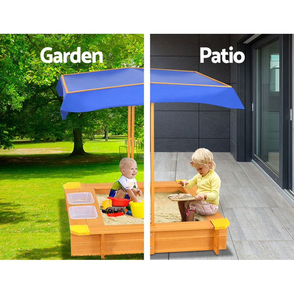 Keezi Kids Sandpit Wooden Sandbox Sand Pit