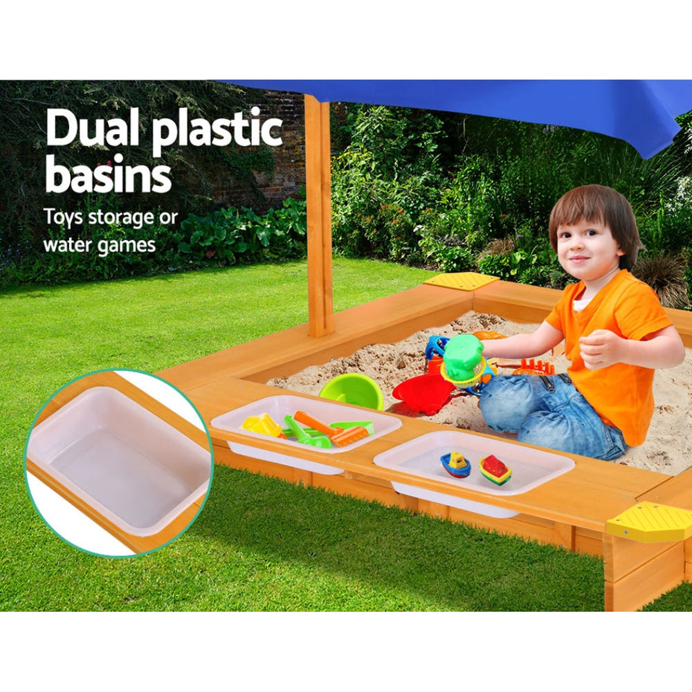 Keezi Kids Sandpit Wooden Sandbox Sand Pit