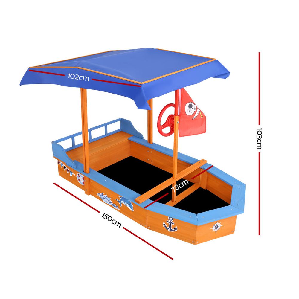 Keezi Kids Sandpit Wooden Boat Sand Pit