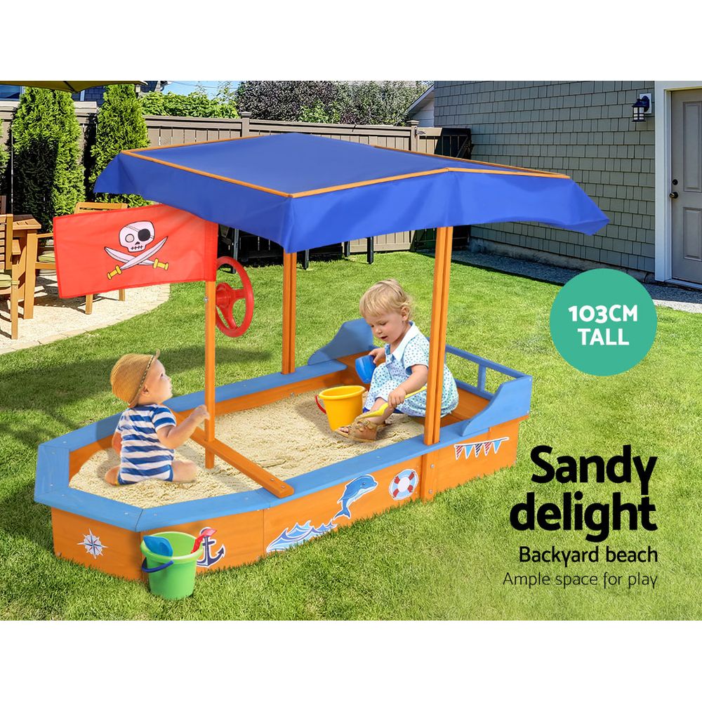 Keezi Kids Sandpit Wooden Boat Sand Pit