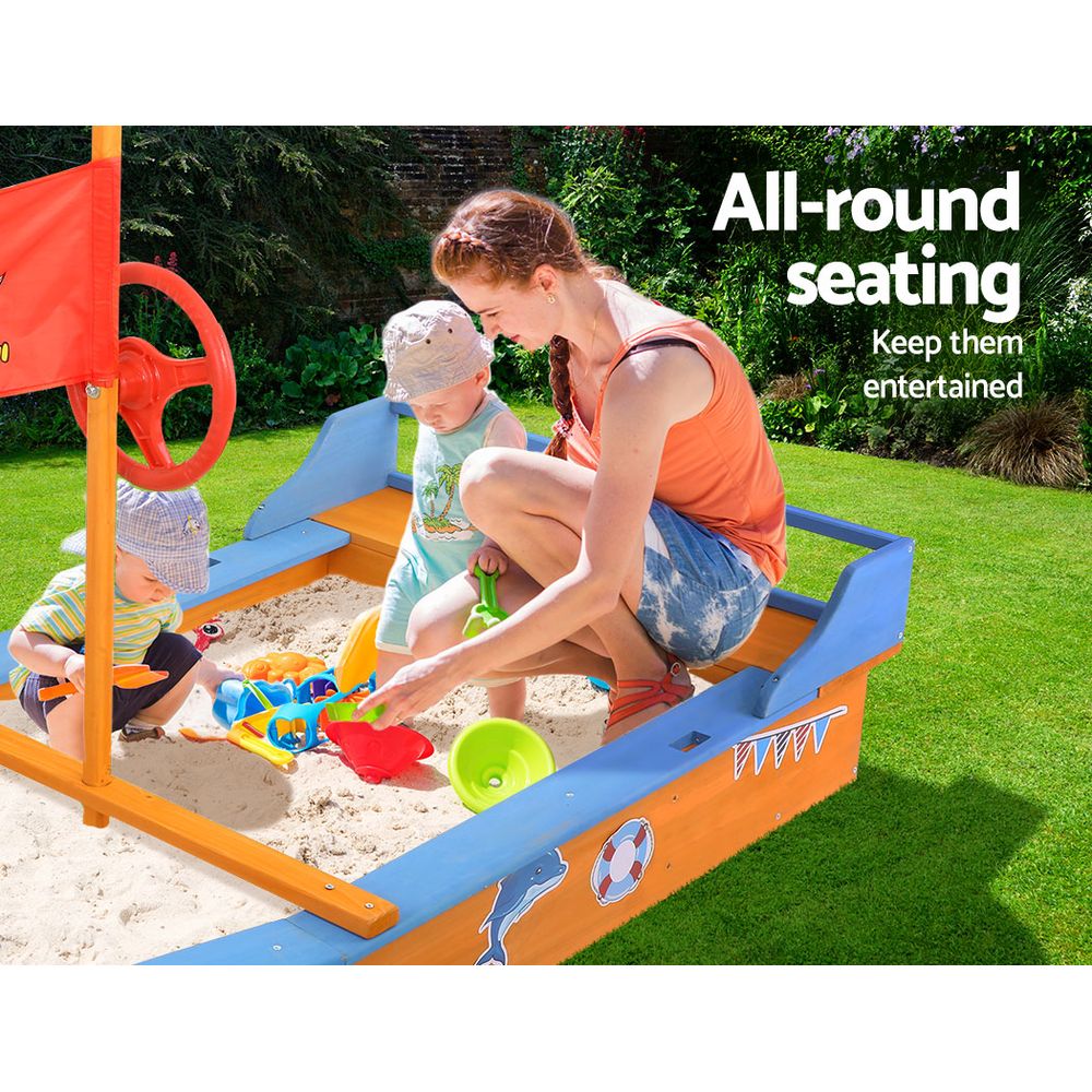 Keezi Kids Sandpit Wooden Boat Sand Pit