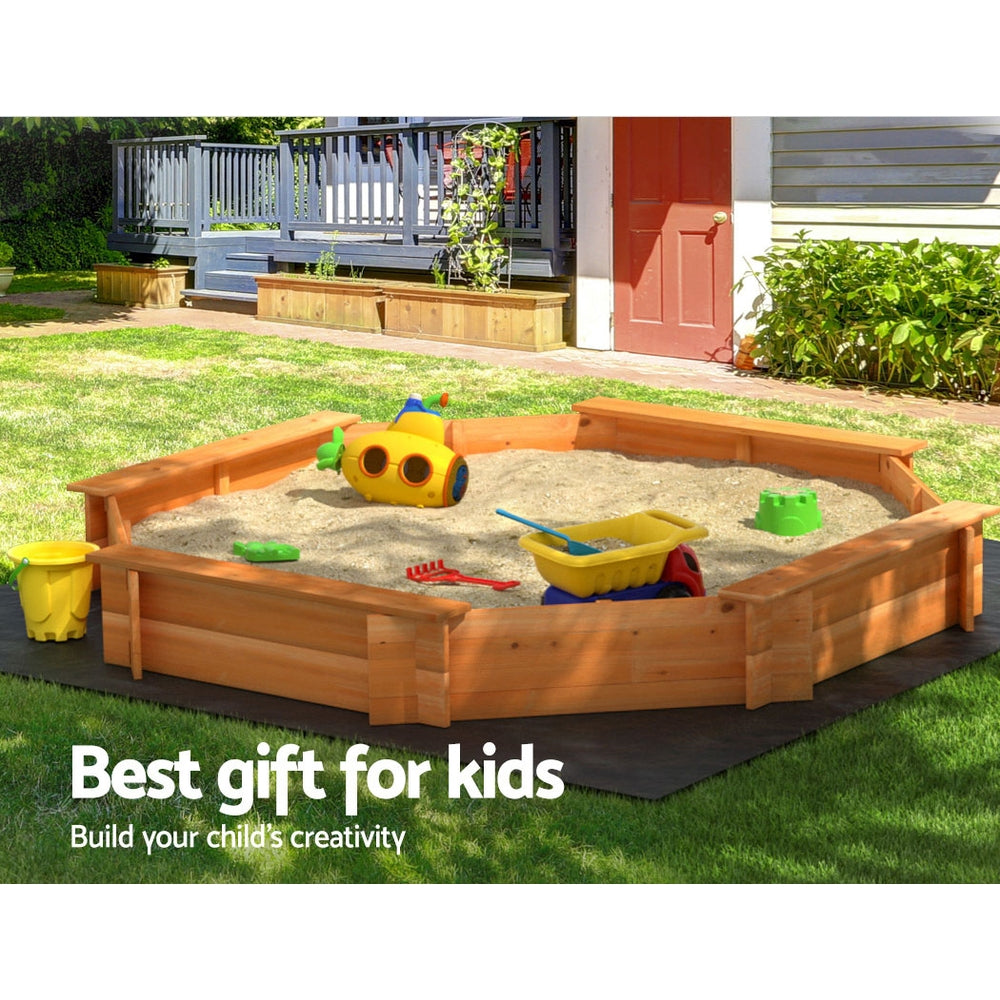 Keezi Kids Sandpit Wooden Round Sand Pit